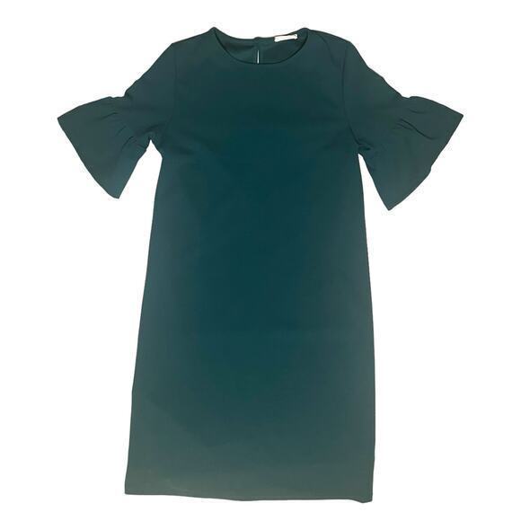 Les Amis Dresses & Skirts - Les Amis Boutique Green Shift Dress Ruffle Short Bell Sleeve Size Medium Knee